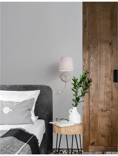 S ramenem - NV 9129329 Nástěnné svítidlo SAGE bílý hliník bílé stínidlo vypínač na těle E27 1x12W LED 1x3W 220V bez žárovky IP20 čtecí lampička - NOVA LUCE - foto 1