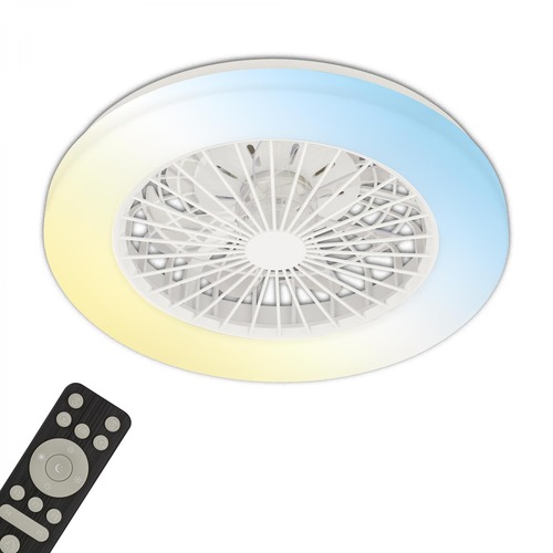 Ventilátory - BRILO 3800016 LED stropní svítidlo s ventilátorem, 5 rychlostí, dálkový ovladač, CCT, bílé - BRILO - foto 1