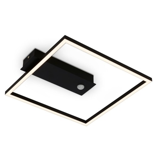 Hranatá - BRILO 3770015 LED stropní svítidlo se senzorem a časovačem 32cm 14W 1400lm černá - BRILONER - foto 1
