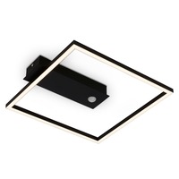 Hranatá - BRILO 3770015 LED stropní svítidlo se senzorem a časovačem 32cm 14W 1400lm černá - BRILONER