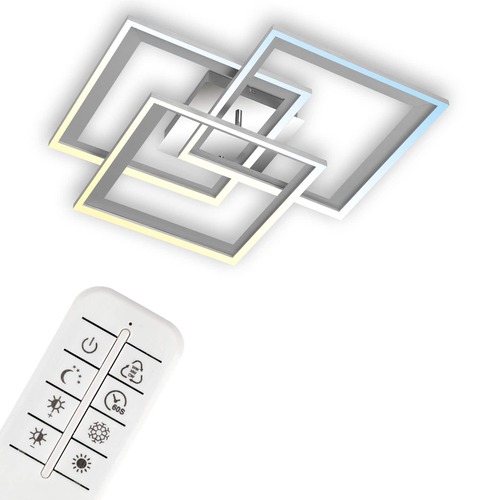 Hranatá - BRILO 3729-019 CCT LED stropní svítidlo, 56 cm, 45 W, 1500 lm, hliník-chrom - BRILO - foto 1