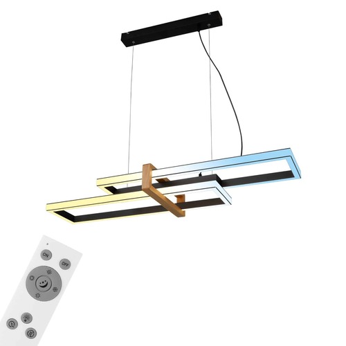 Podélná - BRI 4768015 LED závěsné svítidlo, 120 cm, časovač, 44W, 4400lm, černá/dřevo - BRILONER - foto 1