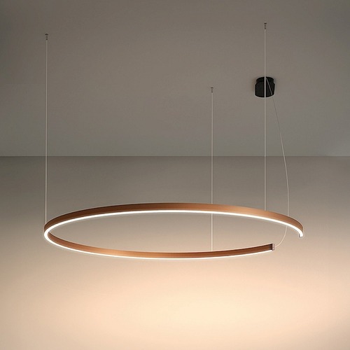 Kruhová - TI 1032AOFBVE2A C01RV4 Závěsné svítidlo LEGGERA 35W 2700K 1740lm průměr 65cm měď - Team Italia - foto 1