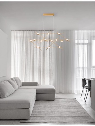 Dekorativní - NV 9180614 Svítidlo závěsné ATOMO zlatý kov a akryl LED 14 x 2.4W 230V 3000K IP20 vč. dálkového ovládání stmívatelné - NOVA LUCE - foto 1