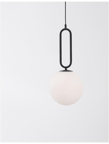 Koule - NV 9191252 Závěsné svítidlo GRUS matný černý kov opálové sklo E27 1x12W 230V IP20 bez žárovky - NOVA LUCE - foto 1