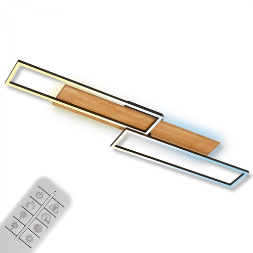 Hranatá - BRILO 3809014 BRILONER Cornice LED stropní svítidlo, stmívatelné, 2 rámy, 4100lm, 38W, CCT ovladač, dálkový ovladač, černá 3809014 - foto 1