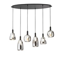 Vícečetná - FAN I-WEIZEN-S6 Závěsné svítidlo WEIZEN černá, 6xE14, 101 x 34 x 150 cm - FANEUROPE