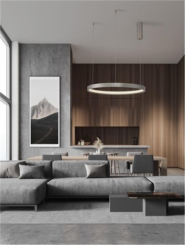 Kruhová - NV 9345618 Závěsné svítidlo PERRINE šampaň stříbrný hliník a akryl LED 42W 230V 3000K IP20 stmívatelné - NOVA LUCE - foto 1