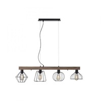 Podélná - LD 15214-78 KASKA LED závěsné svítidlo, nastavitelná výška, 4 ramenné, dřevodekor, černá, kovové stínítko - LEUCHTEN DIREKT / JUST LIGHT