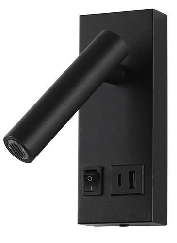 LED nástěnná svítidla Optonica - LED světlo kabinetu 2W s přepínačem ON / OFF + USB černá - foto 1