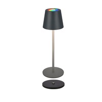 Stolní lampy dekorační - BRILO 7517015 Cilano RGBW stolní lampa na baterie IP44, stmívatelné, s nabíjecí základnou, antracit - BRILO