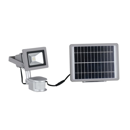 Solární - FAN LED-ELIOS-SOLAR Solární reflektor ELIOs stříbrná, hliník, 9 W, 620 lm, 4000 K, IP44, solární panel/senzor, 16,4 x 11,5 cm - FANEUROPE - foto 1