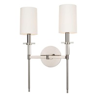 Dekorativní - HVLG 8512-PN-CE Nástěnné svítidlo AMHERST ocel/hedvábí nikl/bílá E14 2x40W - HUDSON VALLEY