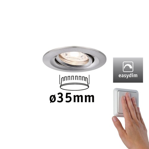 Koupelnová - P 92972 LED vestavné svítidlo Nova mini Plus EasyDim výklopné 1x4,2W 2.700K kov kartáčovaný 230V - PAULMANN - foto 1
