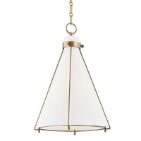 Kónická - HVLG 7316-AGB-CE Závěsné svítidlo ELDRIDGE ocel/sklo staromosaz/opál E27 1x13W - HUDSON VALLEY