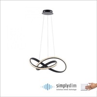 Dekorativní - PN 8476-18 BRILLA LED závěsné svítidlo černá, zakřivené, stmívatelné, křišťálové sklo SimplyDim 3000K - PAUL NEUHAUS
