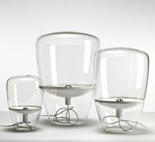 Stojací lampy - BRO PC00858_042 Balloons large, stojací lampa, ručně foukané sklo čiré / bílý komaxit 1x70W, výška 85cm - BROKIS A