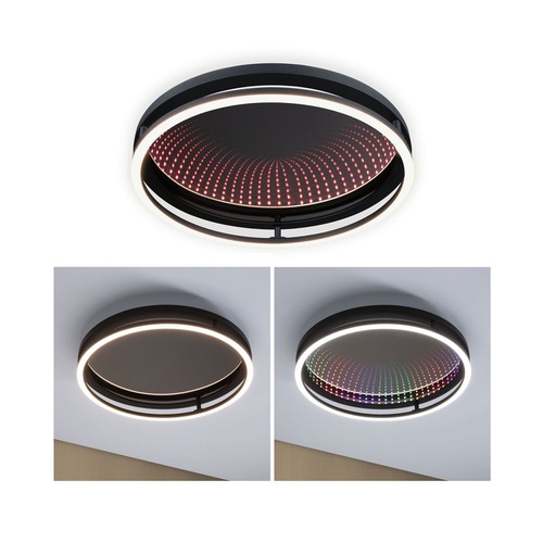 Kruhová - P 71056 LED nástěnné/stropní svítidlo Spaceglow One RGB+ 230V 34,5W stmívatelné černá mat - PAULMANN - foto 1