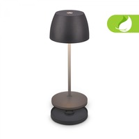 Stolní lampy dekorační - BRILO 7504015 Serina Mini LED stolní lampička bezdrátová IP44, stmívatelné, s nabíjecí základnou, antracit - BRILO