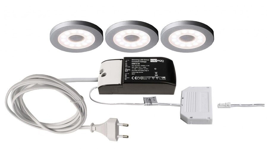 Přisazená - IMPR 620008 Deko-Light nábytkové přisazené svítidlo Paty kulaté 3ks sada 220-240V AC/50-60Hz 2,50 W 3000 K 185 lm stříbrnášedá RAL 7001 - LIGHT IMPRESSIONS - foto 1