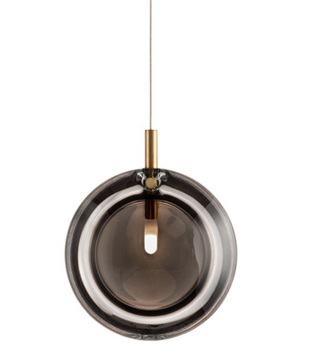 Subtilní - BOMMA 1/85/95150L/B/SMOKE/160/A/BBR… Závěsné svítidlo LENS kouřové - kartáčované kování, bez baldachýnu 1/85/95150L/B/SMOKE/160/A/BBR/2,5 - BOMMA - foto 1