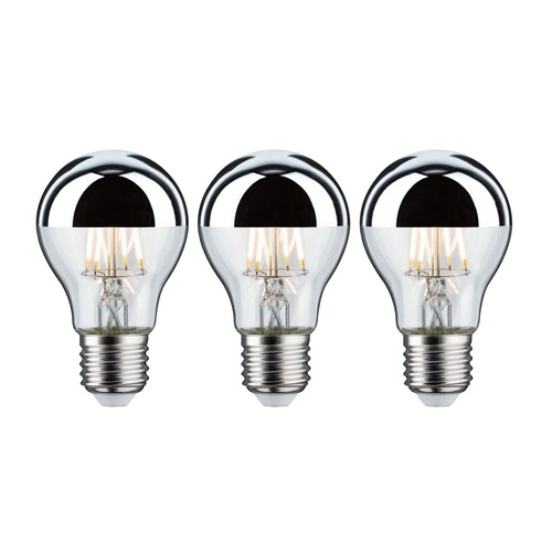 E27 - P 5065 Sada LED žárovka E27 230V 3x6,5W 2700K zrcadlový svrchlík stříbrná - PAULMANN - foto 1