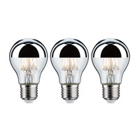 E27 - P 5065 Sada LED žárovka E27 230V 3x6,5W 2700K zrcadlový svrchlík stříbrná - PAULMANN