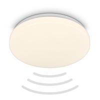 Kruhová - BRILO 3827016 Walk LED stropní svítidlo IP54, 3m dosah čidla, pohybové čidlo bílé - BRILO