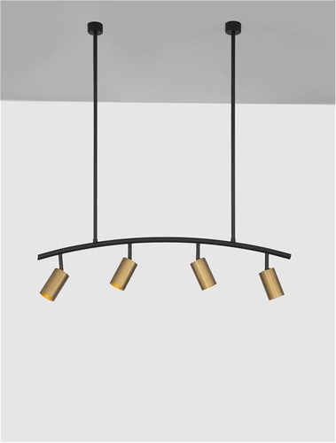 Podélná - NV 9111457 Závěsné svítidlo POGNO černá a zlatý hliník GU10 4x10W IP20 230V bez žárovky - NOVA LUCE - foto 1