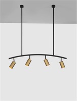 Podélná - NV 9111457 Závěsné svítidlo POGNO černá a zlatý hliník GU10 4x10W IP20 230V bez žárovky - NOVA LUCE