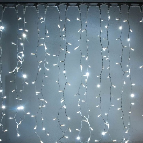 Závěsy a sítě - DLED CLN0105 LED světelná záclona  - 1x5m, ledově bílá, 500 diod - foto 1