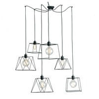 Dekorativní - FAN I-BROOKLYN-S6 Závěsné svítidlo Brooklyn Poligonale, černá, 6xE27, délka 250 cm - FANEUROPE