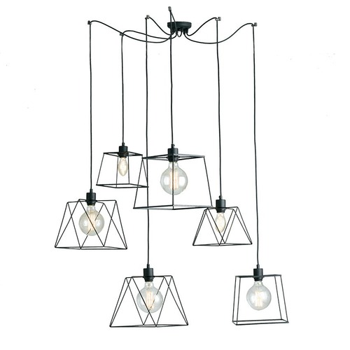 Dekorativní - FAN I-BROOKLYN-S6 Závěsné svítidlo Brooklyn Poligonale, černá, 6xE27, délka 250 cm - FANEUROPE - foto 1