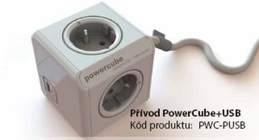 Vypínače a zásuvky - PWC-PUSB Prodlužovací přívod PowerCube 1,5m se 4 zásuvkami + 1x USB - AULIX