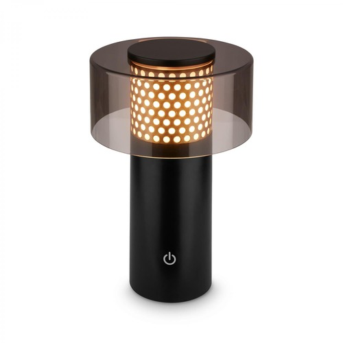 Stolní lampy dekorační - BRILO 7669015 Gila stolní lampa - 2,6W, 200lm, bezdrátová, LED, IP44, dotykový vypínač, stmívatelná, černá/zlatá - BRILO - foto 1