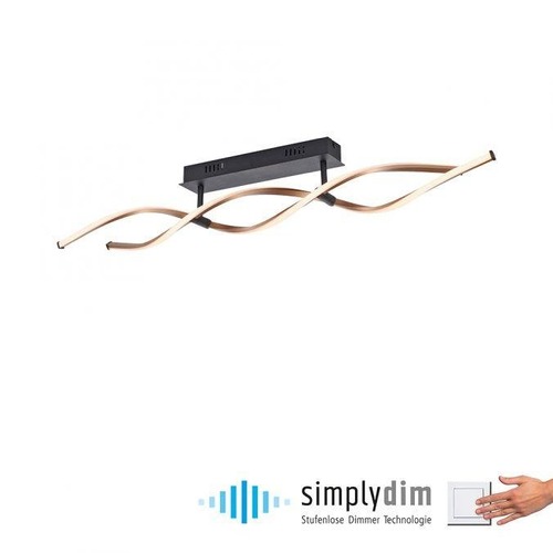 Podélná - PN 9143-18 POLINA LED stropní svítidlo černá zlatá stmívatelné zakřivené paměťová funkce SimplyDim 3000K - PAUL NEUHAUS - foto 1