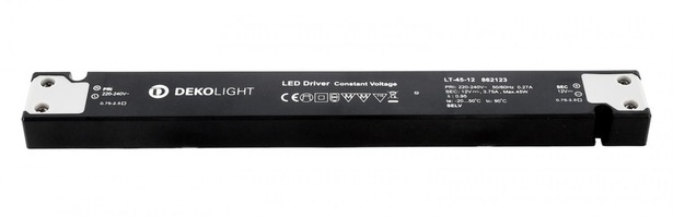 Stabilizované napětí - IMPR 862123 Deko-Light napájení LONG-FLAT LT-45-12 konstantní napětí 0-375 mA IP20 12V DC 45W