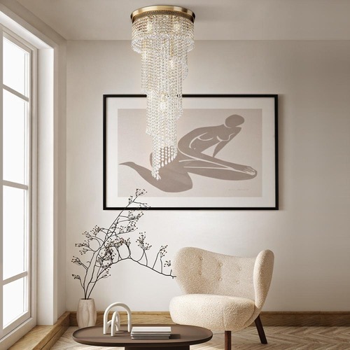 Dekorativní - M DIA522-CL-12-G Lustr Cascade 12xE14 60W mosaz kov křišťál křišťálový styl - MAYTONI - foto 1