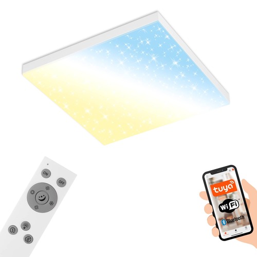 Hranatá - BRILO 7382016 Hvězdné nebe CCT svítidlo LED panel, 45cm, 24 W, 2500 lm, bílé (starý kód: BRILO 7382-016) - BRILO - foto 1