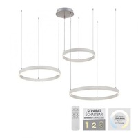Kruhová - LD 15156-55 LILLUTI LED závěsné svítidlo 3 ramenné stříbrná přímé/nepřímé osvětlení stmívatelné dálkový ovladač 3000K - LEUCHTEN DIREKT / JUST LIGHT