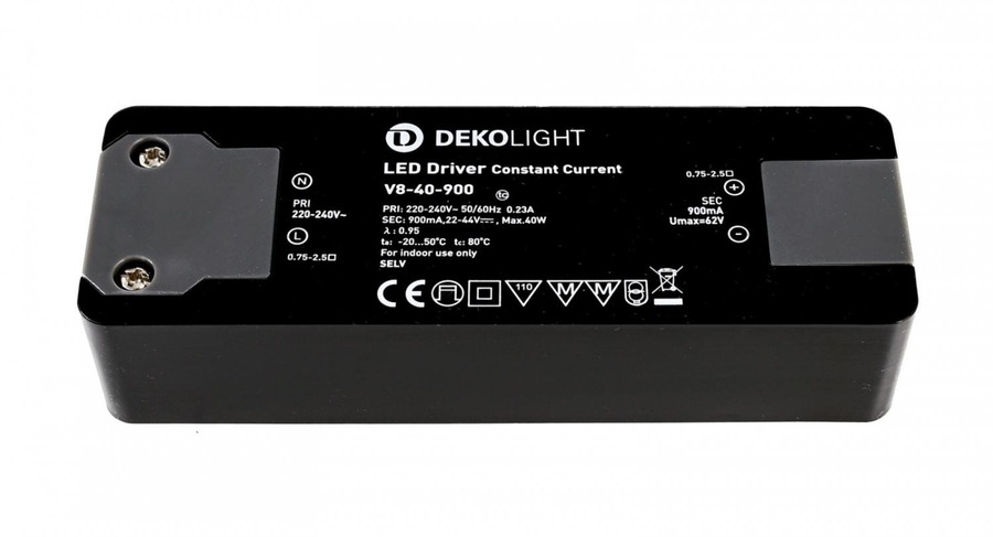 Stabilizovaný proud - IMPR 862157 Deko-Light napájení BASIC CC V8-40-900/40W konstantní proud 900 mA IP20 22-44V DC 19,80-40W - foto 1