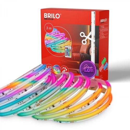 Dekorační - BRILO 2322480 COB LED pásek 3m, dálkový ovladač, RGB IC dynamické barvy, bílý - BRILO - foto 1