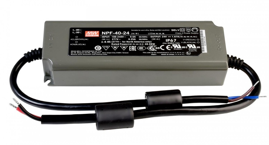 Stabilizované napětí - IMPR 872101 Meanwell napájení CV, NPF-40-24 konstantní napětí 0-1670 mA IP67 24V DC 40,00 W - DEKOLIGHT - foto 1