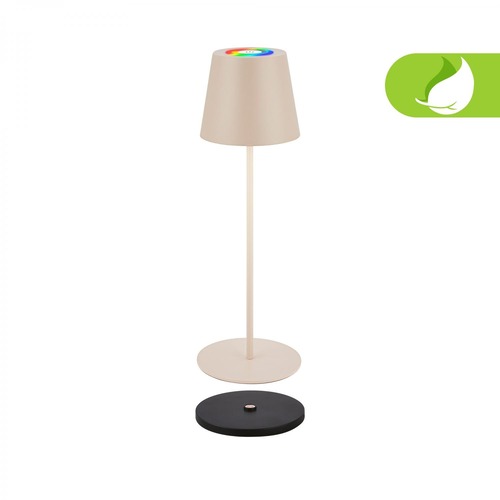 Stolní lampy dekorační - BRILO 7517011 Cilano RGBW stolní lampa na baterie IP44, stmívatelná, vč. nabíjecí základny, béžová - BRILO - foto 1