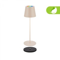 Stolní lampy dekorační - BRILO 7517011 Cilano RGBW stolní lampa na baterie IP44, stmívatelná, vč. nabíjecí základny, béžová - BRILO