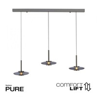 Vícečetná - PN 2083-15 Závěsné svítidlo PURE Vitrum 3 ramenné Comfort Lift 2700K platina / kouřová - PAUL NEUHAUS