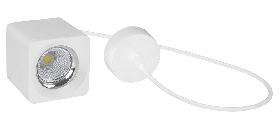 Hranatá - CEN QBBIP-059040 STROPNÍ LED SVÍTIDLO QUBE ZÁVĚSNÉ BÍLÉ 90x90X90mm 5W/230VAC 4000K 450lm 45d IP20 závěs 150cm - CENTURY - foto 1