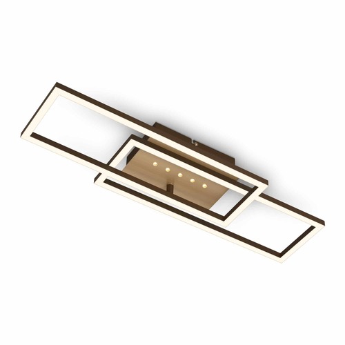 Hranatá - BRILO 3774017 LED stropní svítidlo, 56 cm, paměť, 30W, 2850lm, hnědo-zlatá - BRILONER - foto 1