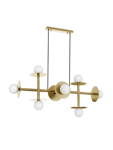 Podélná - NV 9043312 Závěsné svítidlo PIELO mosazný zlatý kov opálové sklo G9 8x5W 230V IP20 bez žárovky - NOVA LUCE - foto 1