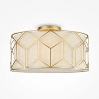 Kruhová - M H223-PL-03-G Stropní svítidlo Messina 3x60W látka zlatá design kov - MAYTONI